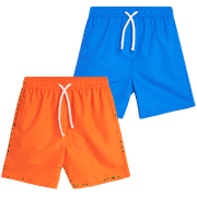 Quad Seven Boys' Swim Trunks - 2 Pack Basic Solid Quick Dry Board Shorts Bathing Suit (8-18)